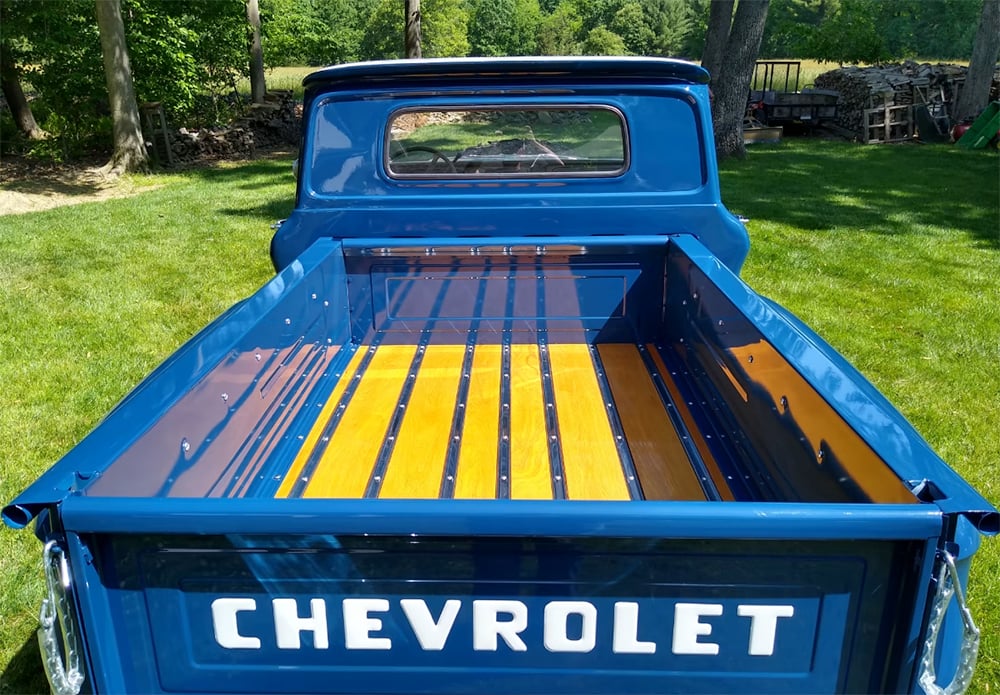 195487 Chevy Truck Bed Restoration Bedsides, Fenders, Sills, Strips, & Wood Boards